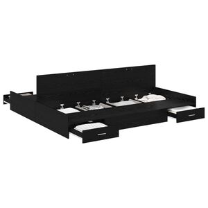 vidaXL R&aacute;m postele s &uacute;ložn&yacute;m prostorem s čelo Čern&yacute; dub 200 x 200 cm