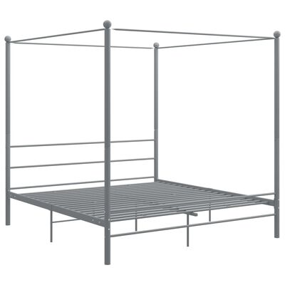 vidaXL Rám postele s nebesy šedý kovový 180 x 200 cm