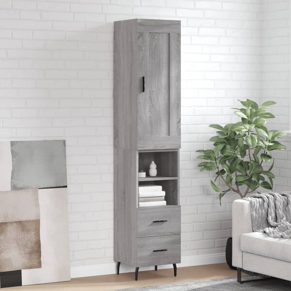vidaXL Skříň highboard šedá sonoma 34,5 x 34 x 180 cm kompozitní dřevo
