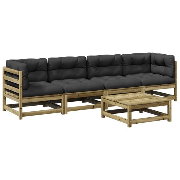 vidaXL 5d&iacute;ln&aacute; zahradn&iacute; sedac&iacute; souprava a podu&scaron;ky impregnovan&aacute; borovice