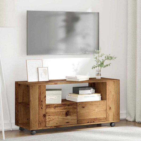 vidaXL TV skř&iacute;ňka na kolečk&aacute;ch old wood 102 x 34,5 x 43 cm kompozit