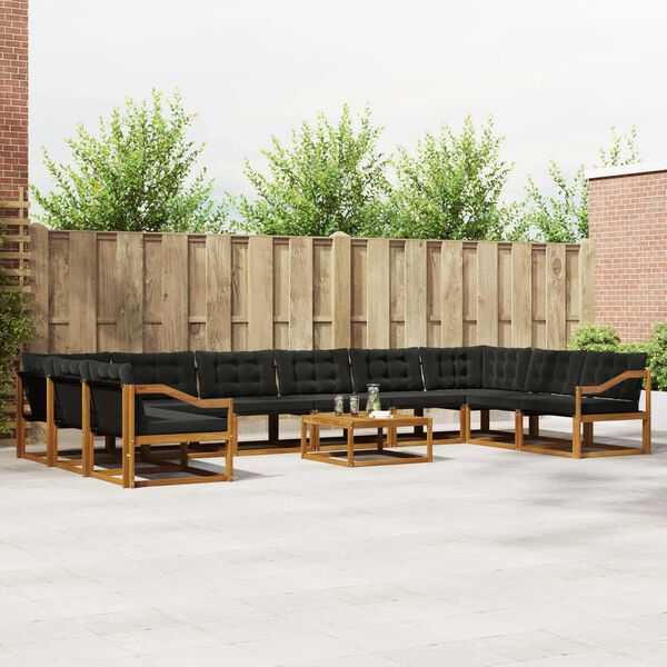 vidaXL Venkovn&iacute; pohovkov&aacute; souprava 11 pcs Přirozen&aacute; a čern&aacute;