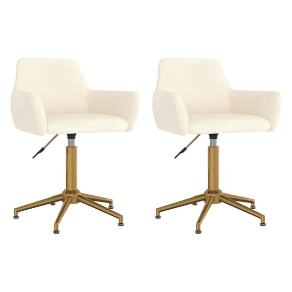 vidaXL Otočn&eacute; j&iacute;deln&iacute; židle 2 ks kr&eacute;mov&eacute; samet