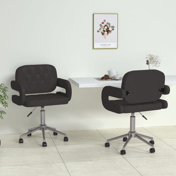 vidaXL Otočn&eacute; j&iacute;deln&iacute; židle 2 ks čern&eacute; uměl&aacute; kůže