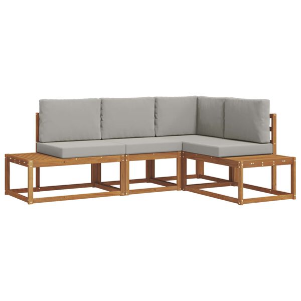 vidaXL Venkovn&iacute; pohovkov&aacute; souprava 4 Kus Př&iacute;rodn&iacute; a světle &scaron;ed&aacute;