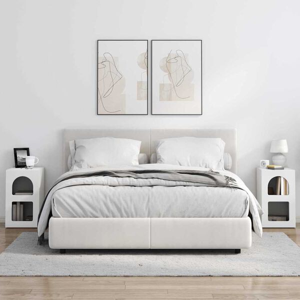 vidaXL Nočn&iacute; stolek 2 pcs B&iacute;l&aacute; 29,5 x 33,5 x 50 cm kompozitn&iacute; dřevo