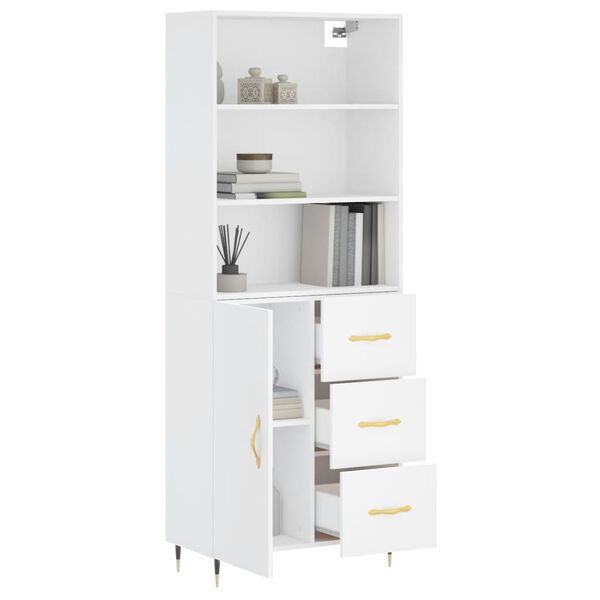 vidaXL Skř&iacute;ň highboard b&iacute;l&aacute; 69,5 x 34 x 180 cm kompozitn&iacute; dřevo