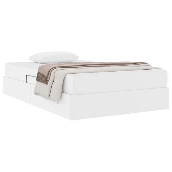 vidaXL Postel s &uacute;ložn&yacute;m prostorem a matrac&iacute; s matrac&iacute; 2 pcs B&iacute;l&aacute; Kůže