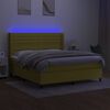 vidaXL Box spring postel s matrac&iacute; a LED zelen&aacute; 180x200 cm textil