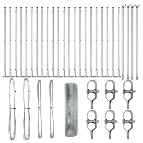 vidaXL Plotov&yacute; sloupek. Stř&iacute;brn&aacute; 100 x 0,8 m (19 x 19 mm s&iacute;ť) Ocel