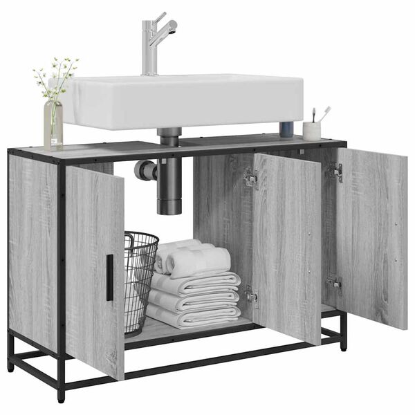 vidaXL Koupelnov&aacute; skř&iacute;ňka pod umyvadlo &scaron;ed&aacute; sonoma 90x33x60cm kompozit