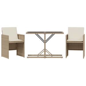vidaXL 3d&iacute;ln&yacute; bistro set s podu&scaron;kami b&eacute;žov&yacute; polyratan
