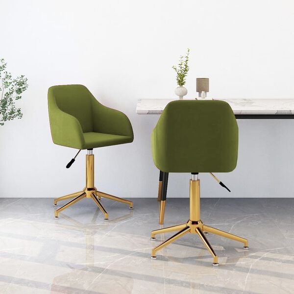 vidaXL Otočn&eacute; j&iacute;deln&iacute; židle 2 ks světle zelen&eacute; samet