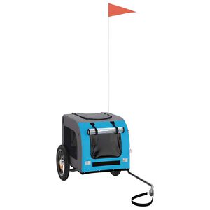 vidaXL Voz&iacute;k za kolo pro psa modr&yacute; a &scaron;ed&yacute; oxfordsk&aacute; tkanina a železo