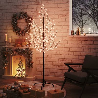 vidaXL Rozkvetlá třešeň s 200 teplými bílými LED 180 cm