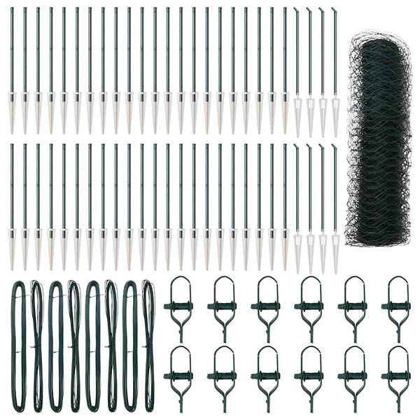 vidaXL Plotov&yacute; sloupek. Zelen&aacute; 100 x 1 m (36 mm s&iacute;ťovina) Ocel a PVC