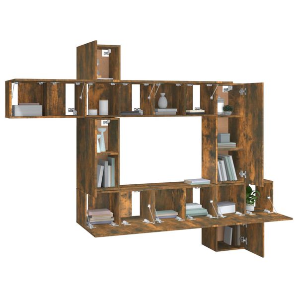 vidaXL 10d&iacute;ln&yacute; set TV skř&iacute;něk kouřov&yacute; dub kompozitn&iacute; dřevo