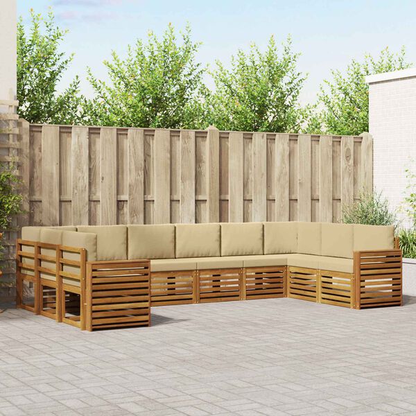 vidaXL Rohov&aacute; sofa sada s pol&scaron;t&aacute;řem 10 pcs Přirozen&aacute; a B&eacute;žov&aacute;