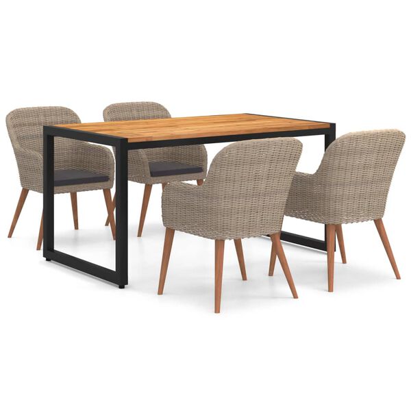 vidaXL 5d&iacute;ln&yacute; zahradn&iacute; j&iacute;deln&iacute; set hněd&yacute;