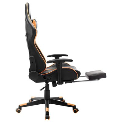 vidaXL Herní židle s podnožkou černá a oranžová umělá kůže