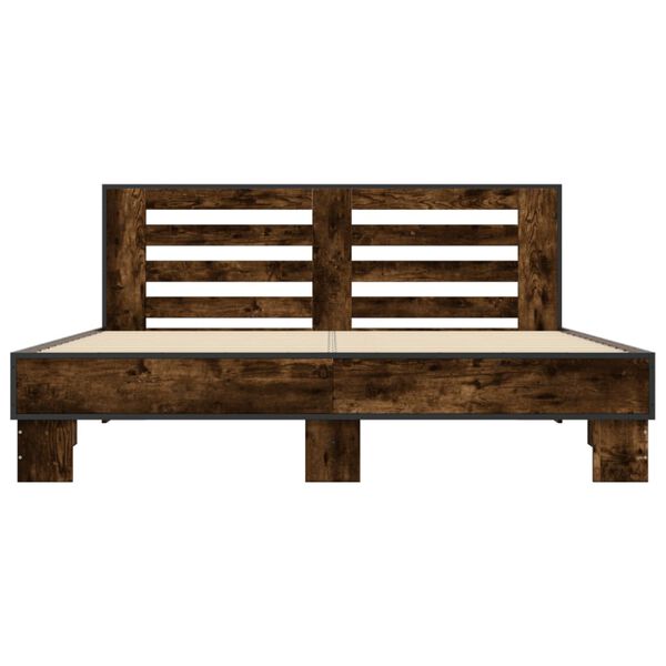 vidaXL R&aacute;m postele kouřov&yacute; dub 150 x 200 cm kompozitn&iacute; dřevo a kov