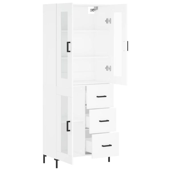 vidaXL Skř&iacute;ň highboard b&iacute;l&aacute; 69,5 x 34 x 180 cm kompozitn&iacute; dřevo