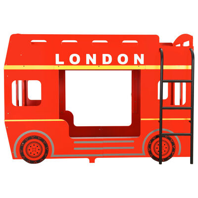 vidaXL Poschoďová postel Londýnský bus červený MDF 90 x 200 cm