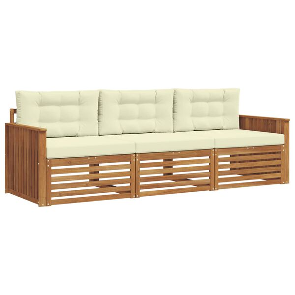 vidaXL Venkovn&iacute; pohovkov&aacute; souprava 3 pcs Přirozen&aacute; a Kr&eacute;mov&aacute;