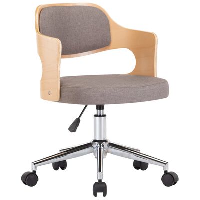 vidaXL Otočná kancelářská židle taupe ohýbané dřevo a textil