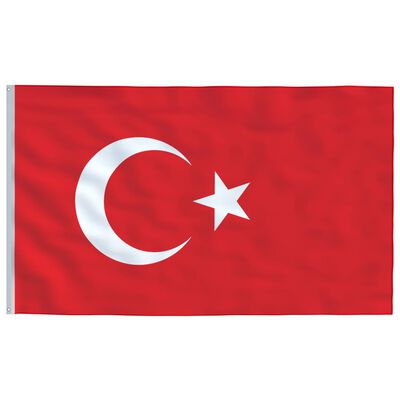 vidaXL Vlajka Turecka a stožár 6,23 m hliník