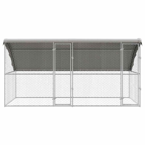 vidaXL Ps&iacute; kennel s &uacute;loži&scaron;těm 2 pcs Stř&iacute;brn&aacute; 4 x 2 x 2 m Ocel