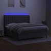 vidaXL Box spring postel s matrac&iacute; a LED tmavě &scaron;ed&aacute; 160x200 cm textil