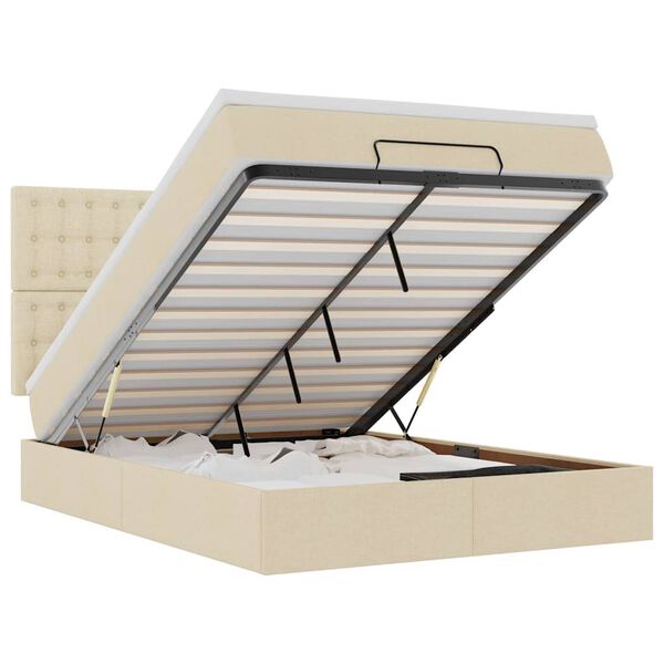 vidaXL Osmansk&yacute; r&aacute;m postele s matrac&iacute; kr&eacute;mově 140x190cm textil