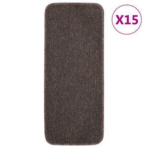vidaXL N&aacute;&scaron;lapy na schody 15 ks 60 x 25 cm hněd&eacute; protiskluzov&eacute;