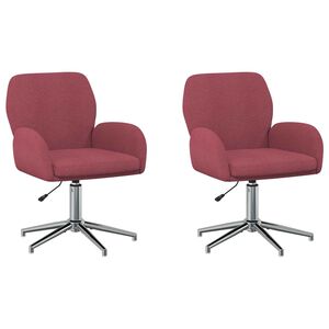 vidaXL Ot&aacute;čec&iacute; židle k psac&iacute;mu stolu 2 ks 54 x 58 x 90 cm V&iacute;no Červen&eacute;