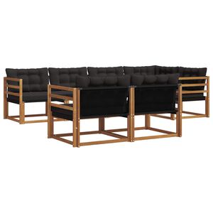 vidaXL Venkovn&iacute; pohovkov&aacute; souprava s pol&scaron;t&aacute;řem 7 pcs Přirozen&aacute; a čern&aacute;