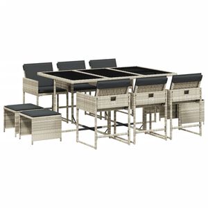 vidaXL 11d&iacute;ln&yacute; zahradn&iacute; j&iacute;deln&iacute; set s podu&scaron;kami světle &scaron;ed&yacute; polyratan