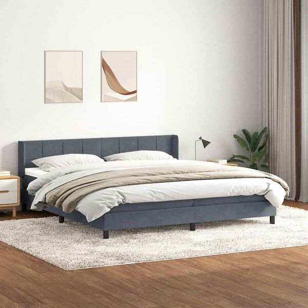 vidaXL Box spring postel s matrac&iacute; tmavě &scaron;ed&aacute; 180x210 cm samet