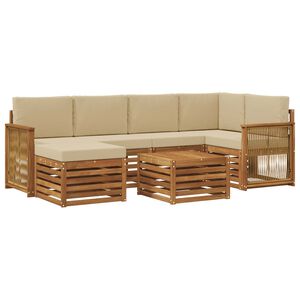 vidaXL Rohov&aacute; sofa sada s pol&scaron;t&aacute;řem 6 pcs Př&iacute;rodn&iacute;