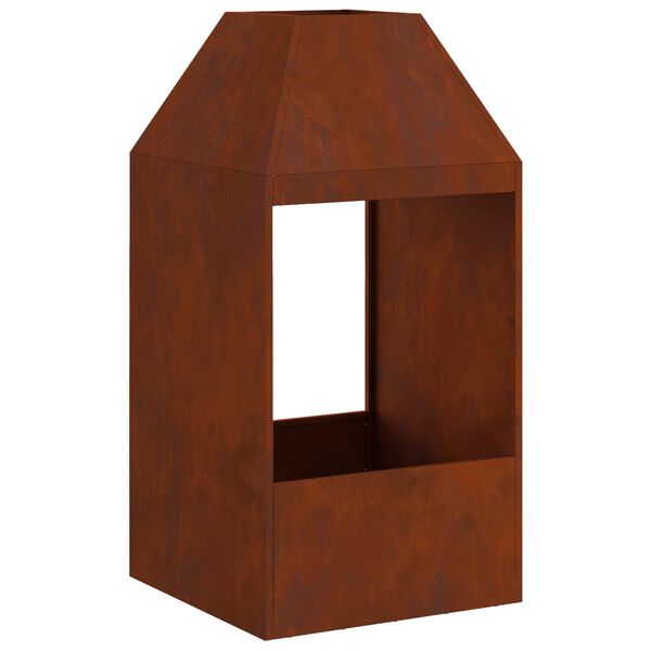 vidaXL Ohni&scaron;tě Hněd&aacute; 50 x 50 x 100 cm Povětrnostně odoln&aacute; ocel