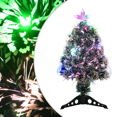 vidaXL Vánoční stromek s LED zelený a bílý 64 cm optické vlákno
