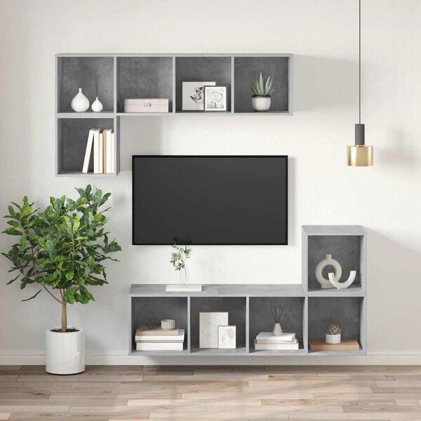 vidaXL N&aacute;stěnn&aacute; TV skř&iacute;ňka betonově &scaron;ed&aacute; 37 x 37 x 107 cm dřevotř&iacute;ska