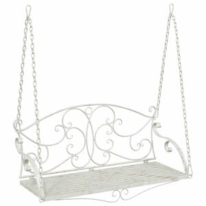 vidaXL Houpac&iacute; lavička Ocel 110 x 52,5 x 47 cm Antick&aacute; b&iacute;l&aacute;