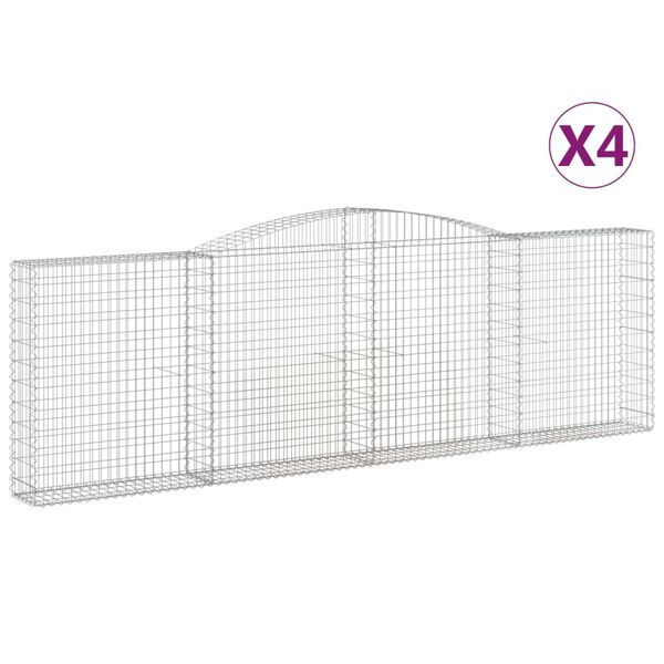 vidaXL Klenuté gabionové koše 4 ks 400x30x120/140cm pozinkované železo