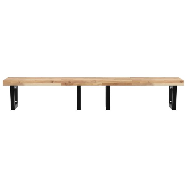 vidaXL Deska pod umyvadlo n&aacute;stěnn&aacute; ocel a masivn&iacute; ak&aacute;ciov&eacute; dřevo