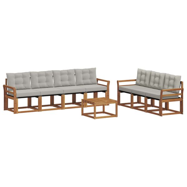 vidaXL Venkovn&iacute; pohovkov&aacute; souprava 8 pcs Př&iacute;rodn&iacute; a světle &scaron;ed&aacute;