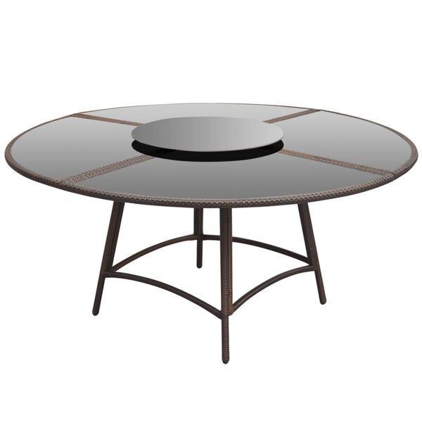 vidaXL 7d&iacute;ln&yacute; zahradn&iacute; j&iacute;deln&iacute; set s podu&scaron;kami polyratan hněd&yacute;