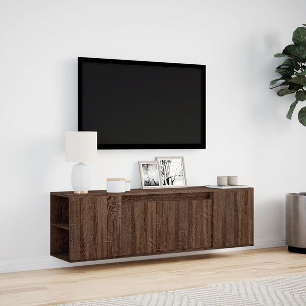 vidaXL N&aacute;stěnn&aacute; TV skř&iacute;ňka s LED osvětlen&iacute;m hněd&yacute; dub 135x31x39,5 cm