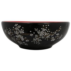 vidaXL Umyvadlo na desku čern&eacute; a červen&eacute; kulat&eacute; &Phi; 41 x 14 cm keramika