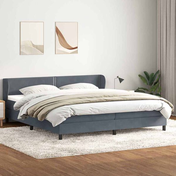 vidaXL Postel Box Spring s matracemi tmavě &scaron;ed&aacute; 180x210 cm samet